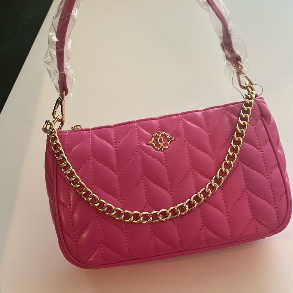 Pink quilted shoulder bag